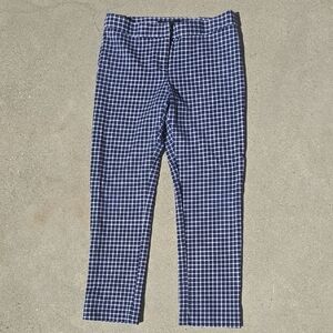Amanda & Chelsea Navy and White Windowpane Chinos. Size 6. Like New